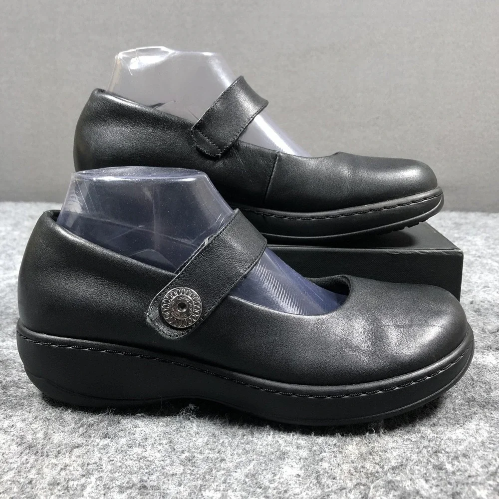 Spring Step Mary Jane Shoes Womens 7 Black Leather Slip Resistant Comfort Flats